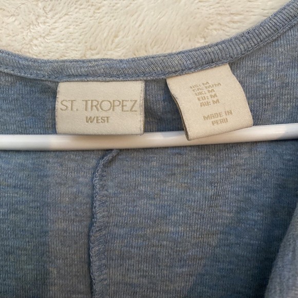 St. Tropez West Womans Shirt Top Size Medium Soft Blue Long Sleeve Modal Cotton - Picture 5 of 7